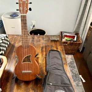 Wooden Ukulele with Case and Stand